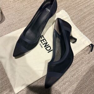 Fendi Navy Mesh Heels